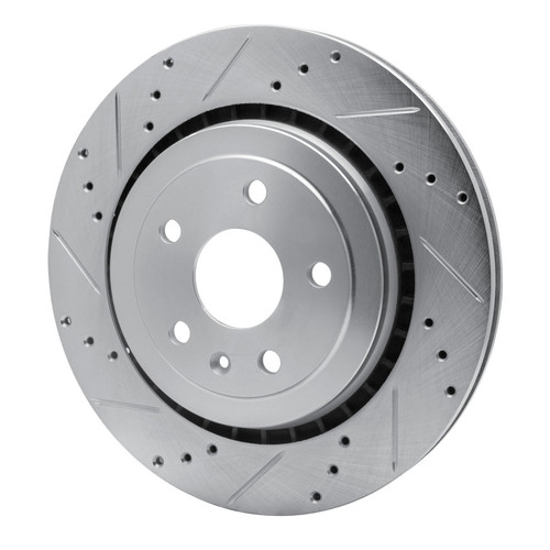 R1 16-24 Cadillac ATS Rear Left Drilled & Slotted Silver Brake Rotor