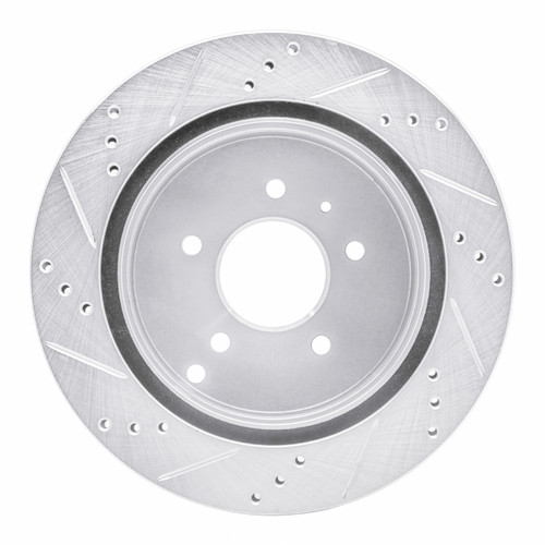 R1 07-15 Chevrolet CAPTIVA Rear Right Drilled & Slotted Silver Brake Rotor