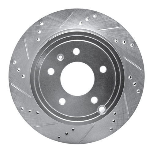 R1 07-15 Chevrolet CAPTIVA Rear Left Drilled & Slotted Silver Brake Rotor