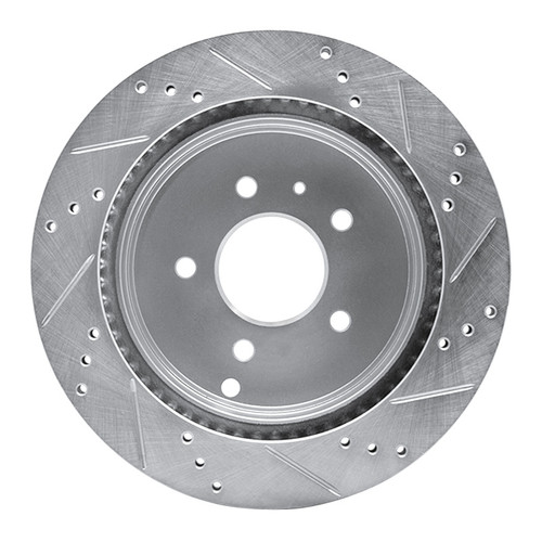 R1 07-15 Chevrolet CAPTIVA Rear Left Drilled & Slotted Silver Brake Rotor