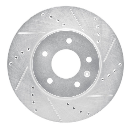 R1 07-15 Chevrolet Equinox Front Right Drilled & Slotted Silver Brake Rotor