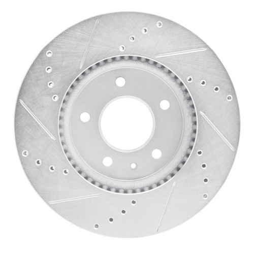 R1 07-15 Chevrolet Equinox Front Right Drilled & Slotted Silver Brake Rotor