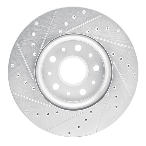 R1 16-25 Cadillac CT5 Front Right Drilled & Slotted Silver Brake Rotor