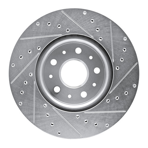 R1 16-25 Cadillac CT5 Front Left Drilled & Slotted Silver Brake Rotor