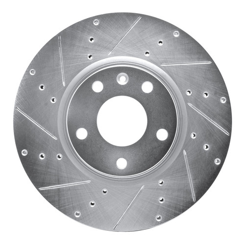 R1 14-19 Chevrolet Corvette Front Left Drilled & Slotted Silver Brake Rotor