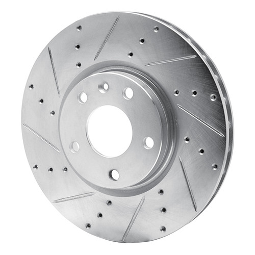 R1 14-19 Chevrolet Corvette Front Left Drilled & Slotted Silver Brake Rotor