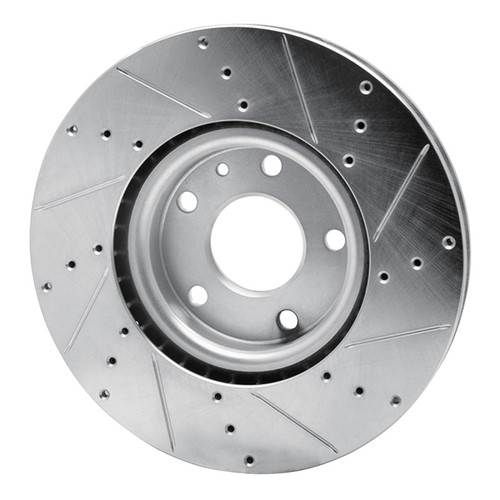 R1 14-19 Chevrolet Corvette Front Left Drilled & Slotted Silver Brake Rotor