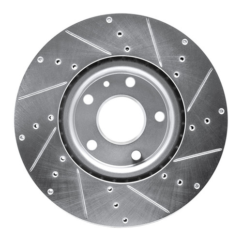 R1 14-19 Chevrolet Corvette Front Left Drilled & Slotted Silver Brake Rotor