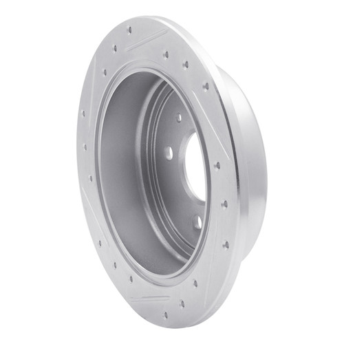 R1 14-16 Chevrolet SPARK EV Rear Right Drilled & Slotted Silver Brake Rotor