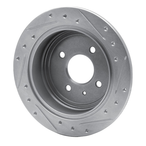 R1 14-16 Chevrolet SPARK EV Rear Left Drilled & Slotted Silver Brake Rotor