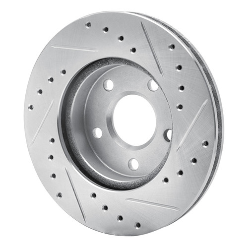 R1 85-91 Buick SKYHAWK Front Left Drilled & Slotted Silver Brake Rotor