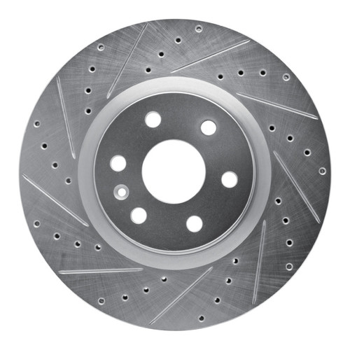 R1 10-16 Cadillac SRX Front Left Drilled & Slotted Silver Brake Rotor