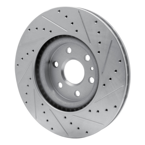 R1 10-16 Cadillac SRX Front Left Drilled & Slotted Silver Brake Rotor
