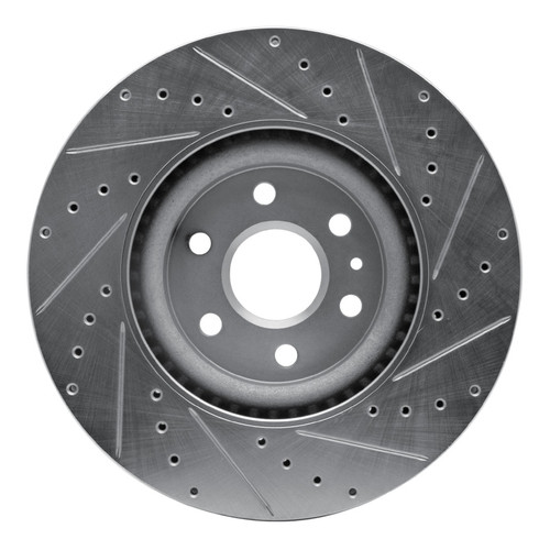 R1 10-16 Cadillac SRX Front Left Drilled & Slotted Silver Brake Rotor