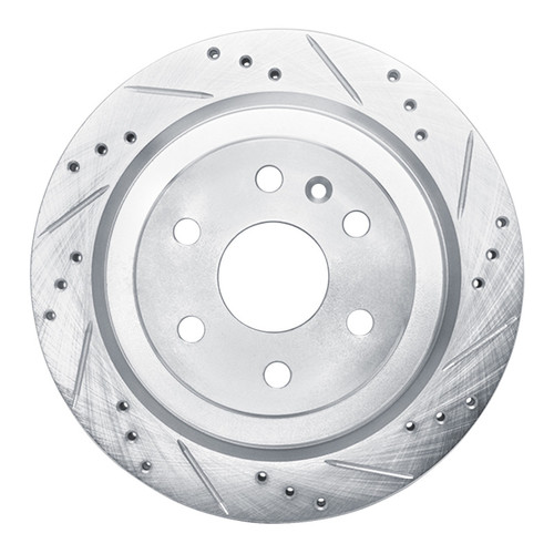 R1 10-16 Cadillac SRX Rear Right Drilled & Slotted Silver Brake Rotor