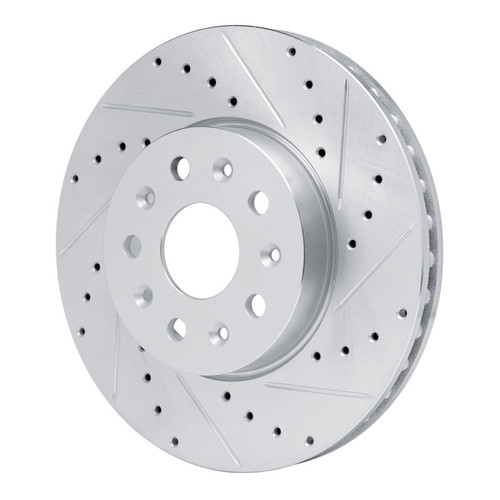 R1 14-20 Cadillac CT6 Front Right Drilled & Slotted Silver Brake Rotor