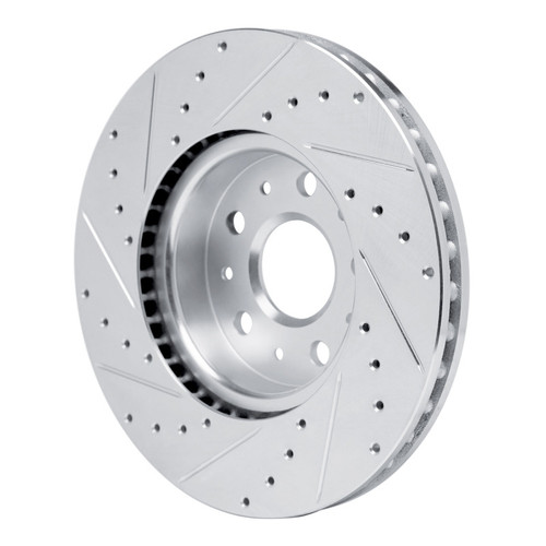 R1 14-20 Cadillac CT6 Front Right Drilled & Slotted Silver Brake Rotor