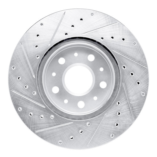 R1 14-20 Cadillac CT6 Front Right Drilled & Slotted Silver Brake Rotor