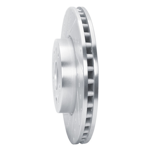 R1 14-20 Cadillac CT6 Front Left Drilled & Slotted Silver Brake Rotor