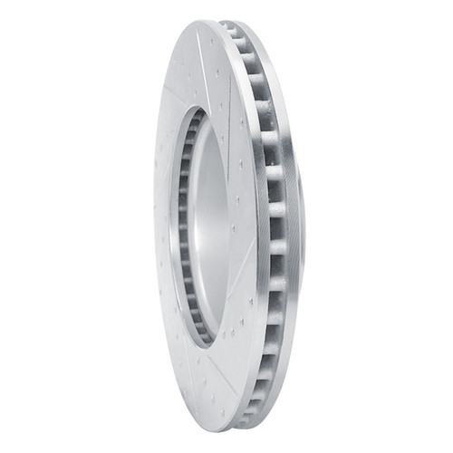 R1 14-20 Cadillac CT6 Front Left Drilled & Slotted Silver Brake Rotor