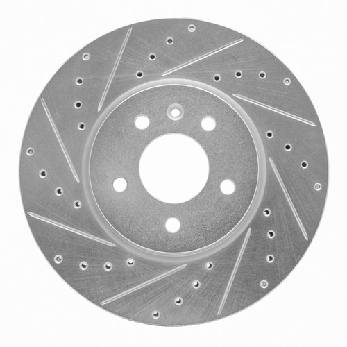 R1 14-19 Buick CASCADA Front Left Drilled & Slotted Silver Brake Rotor