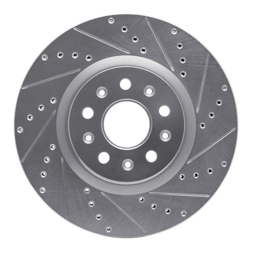R1 14-25 Cadillac CT5 Front Right Drilled & Slotted Silver Brake Rotor