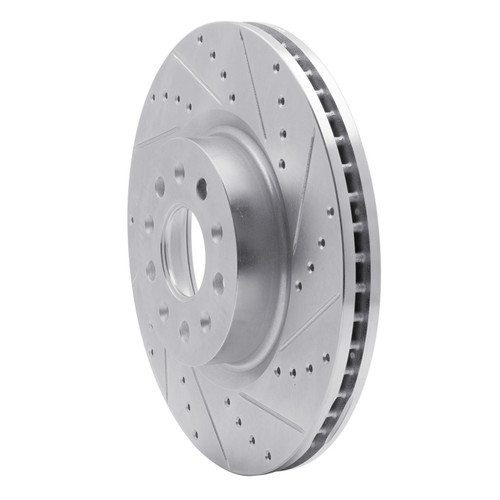 R1 14-25 Cadillac CT5 Front Right Drilled & Slotted Silver Brake Rotor