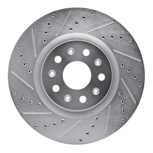 R1 14-25 Cadillac CT5 Front Left Drilled & Slotted Silver Brake Rotor