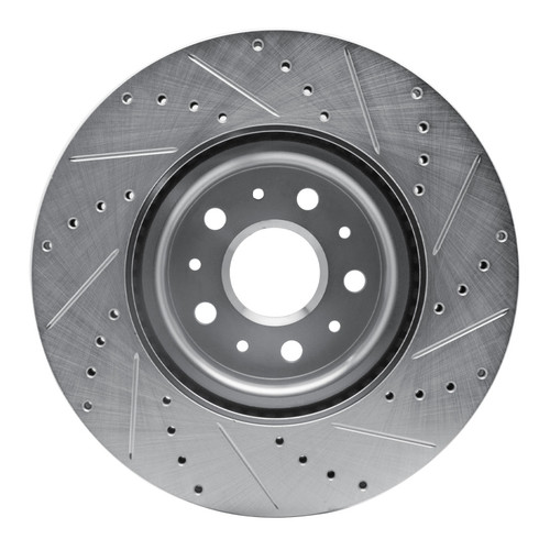 R1 14-25 Cadillac CT5 Front Left Drilled & Slotted Silver Brake Rotor