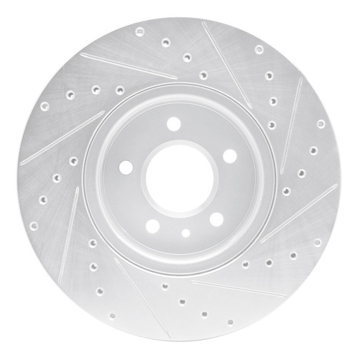 R1 13-25 Cadillac ATS Front Left Drilled & Slotted Silver Brake Rotor