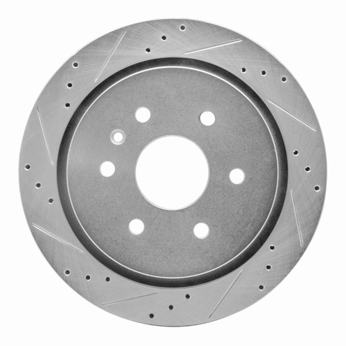 R1 13-19 Cadillac XTS Rear Left Drilled & Slotted Silver Brake Rotor