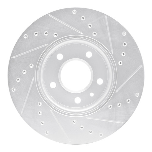 R1 13-25 Cadillac ATS Front Left Drilled & Slotted Silver Brake Rotor EDZ-46033L