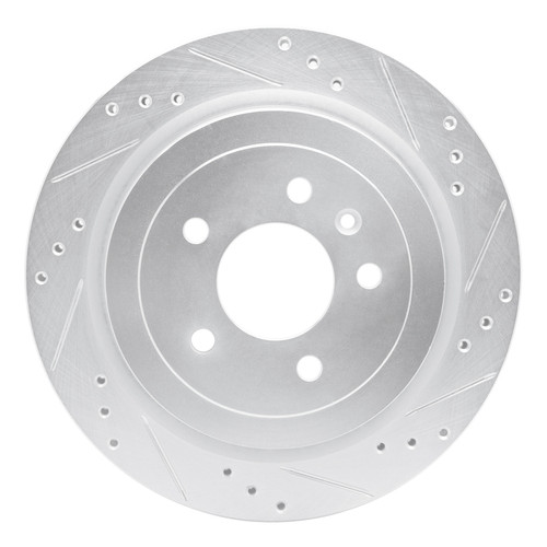 R1 13-19 Cadillac ATS Rear Right Drilled & Slotted Silver Brake Rotor