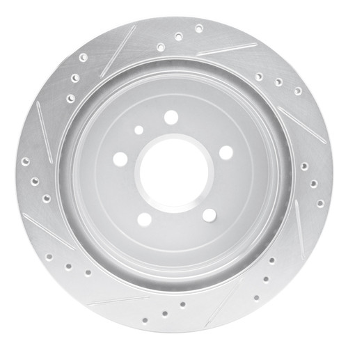 R1 13-19 Cadillac ATS Rear Right Drilled & Slotted Silver Brake Rotor