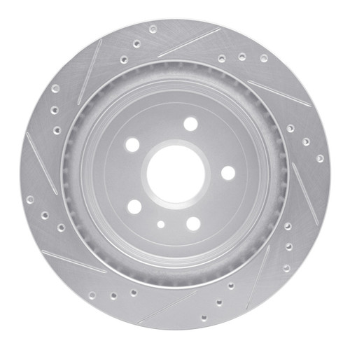 R1 08-14 Cadillac CTS Rear Right Drilled & Slotted Silver Brake Rotor