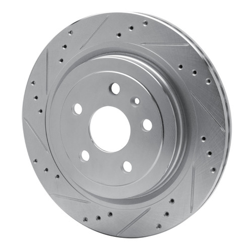 R1 08-14 Cadillac CTS Rear Left Drilled & Slotted Silver Brake Rotor
