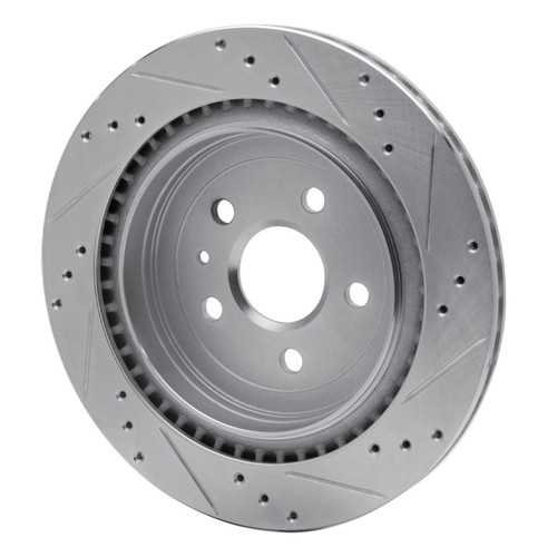 R1 08-14 Cadillac CTS Rear Left Drilled & Slotted Silver Brake Rotor