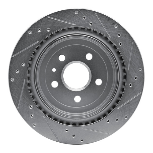 R1 08-14 Cadillac CTS Rear Left Drilled & Slotted Silver Brake Rotor