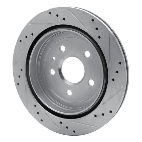 R1 08-19 Cadillac CTS Rear Left Drilled & Slotted Silver Brake Rotor