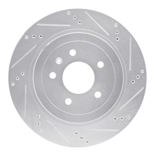 R1 05-11 Cadillac STS Rear Right Drilled & Slotted Silver Brake Rotor