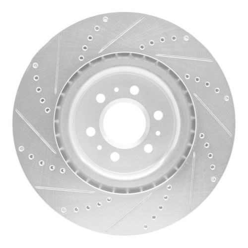 R1 04-11 Cadillac CTS Front Right Drilled & Slotted Silver Brake Rotor