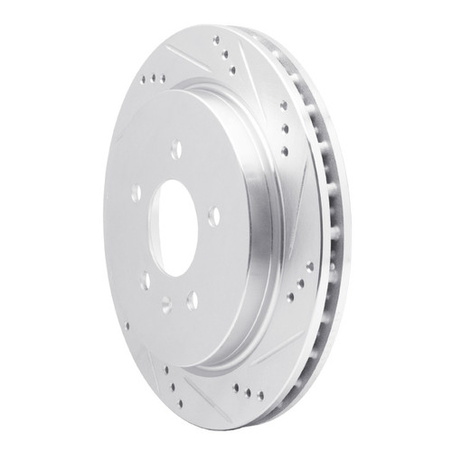 R1 03-11 Cadillac CTS Rear Right Drilled & Slotted Silver Brake Rotor