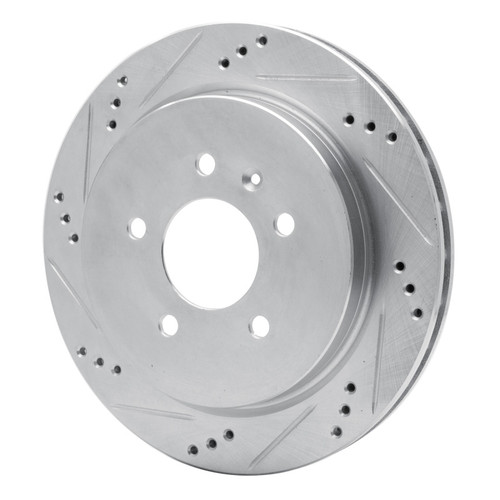 R1 03-11 Cadillac CTS Rear Left Drilled & Slotted Silver Brake Rotor