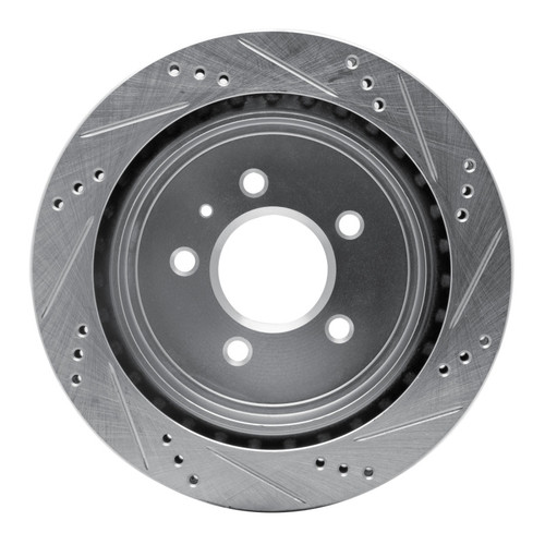 R1 03-11 Cadillac CTS Rear Left Drilled & Slotted Silver Brake Rotor