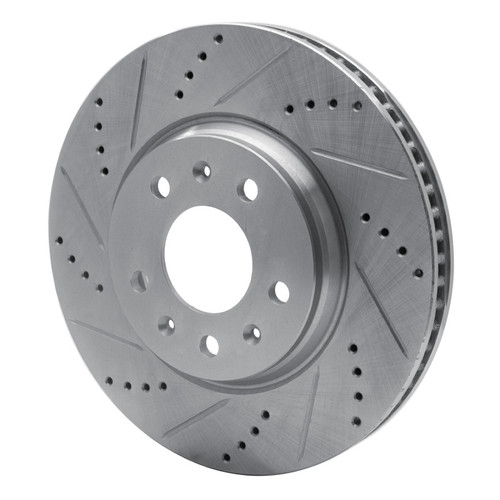 R1 03-08 Cadillac CTS Front Left Drilled & Slotted Silver Brake Rotor