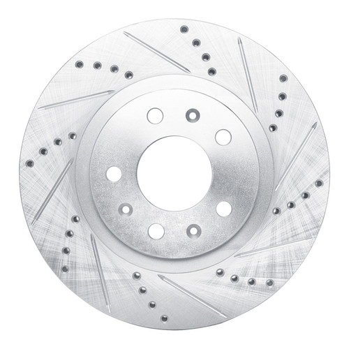 R1 03-07 Cadillac CTS Front Right Drilled & Slotted Silver Brake Rotor