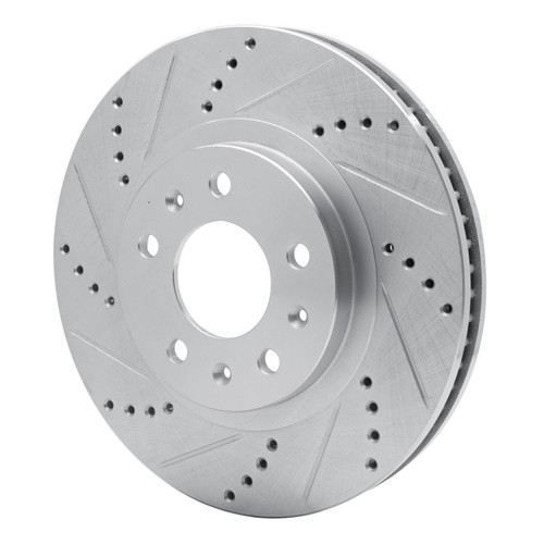 R1 03-07 Cadillac CTS Front Left Drilled & Slotted Silver Brake Rotor
