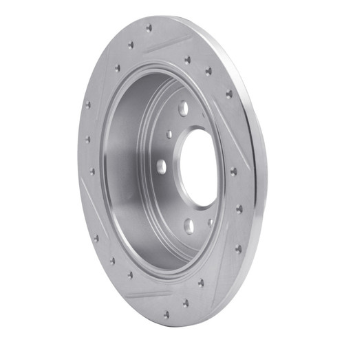 R1 06-10 Buick LaCrosse Rear Right Drilled & Slotted Silver Brake Rotor
