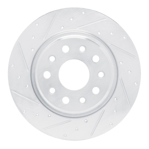R1 22-25 Jeep Grand Cherokee Rear Left Drilled & Slotted Silver Brake Rotor