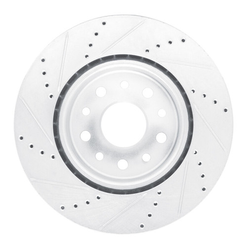 R1 22-25 Jeep Grand Cherokee Front Right Drilled & Slotted Silver Brake Rotor